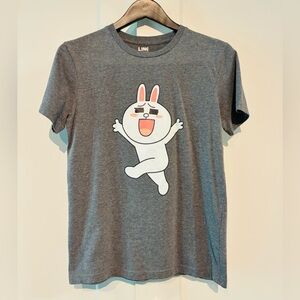LINE Friends S 🐰 Happy Cony Character T-shirt Gray